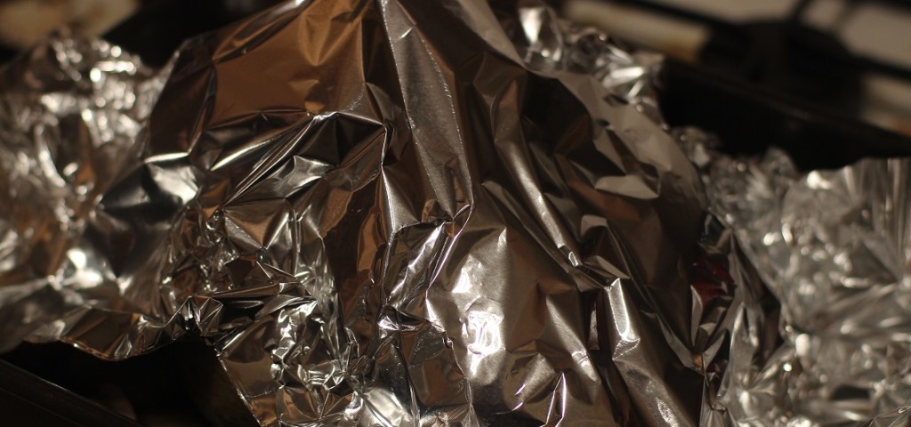 Chicken covered with foil